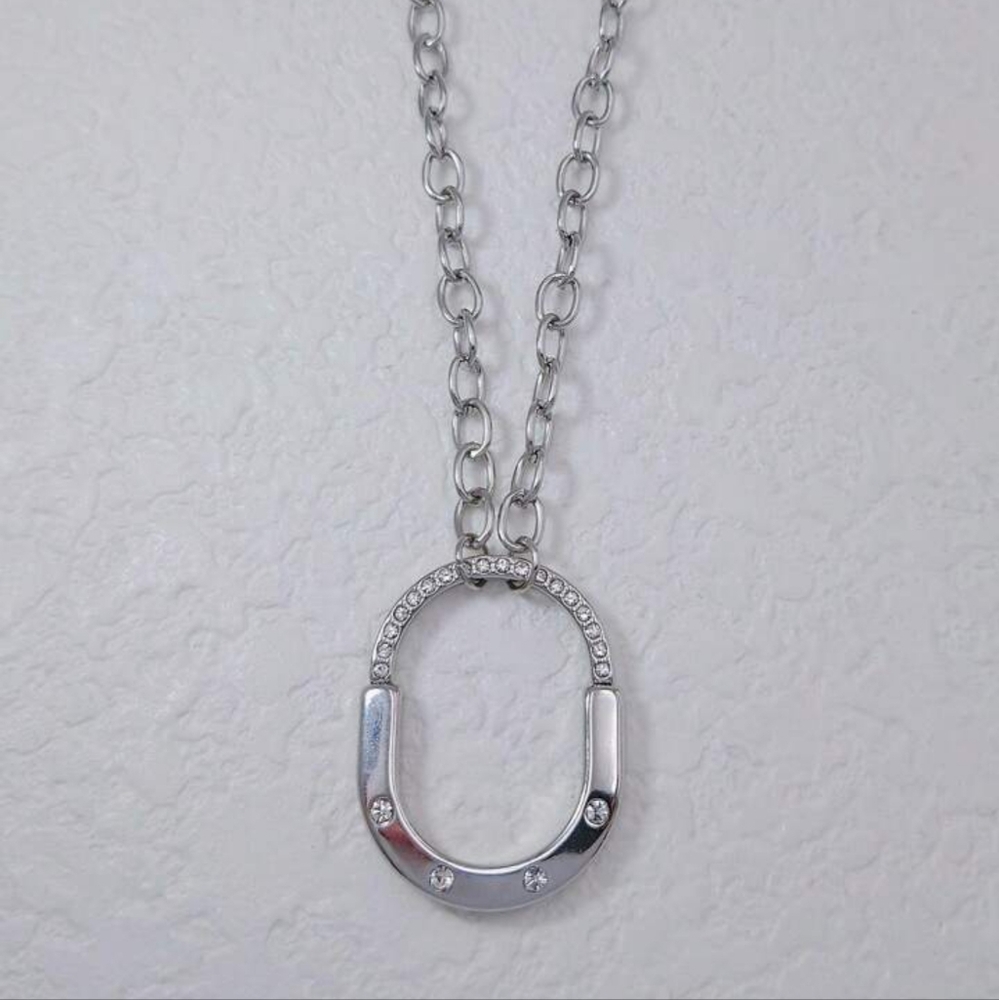 🩶🩶NEW🩶🩶 GORGEOUS!! 18kt Gold Plated Stainless Steel CZ Large Circle Necklace